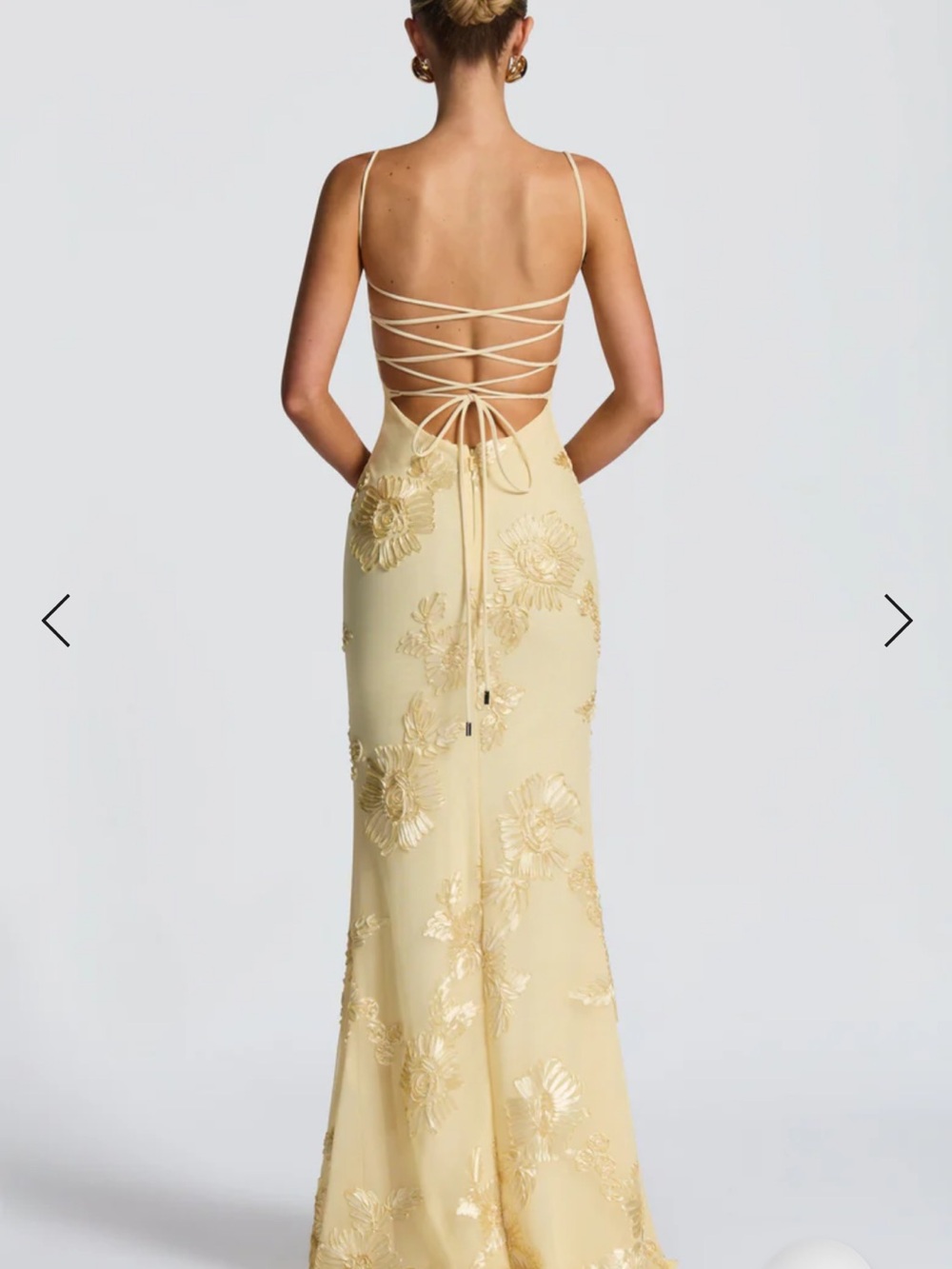 Cream Floral Embroidered Maxi Dress with Spaghetti Straps - Picture 3 of 4